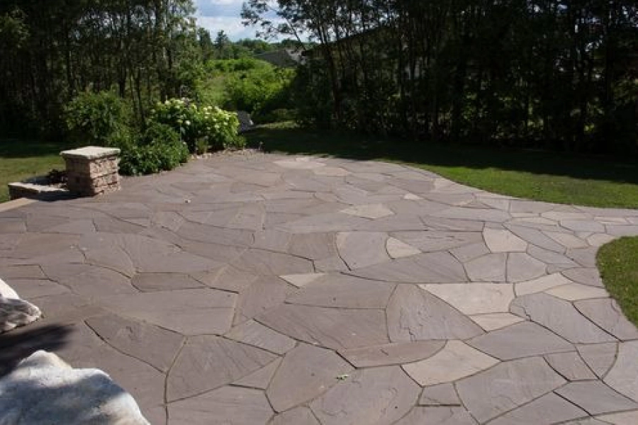 lilac flagstone front yard